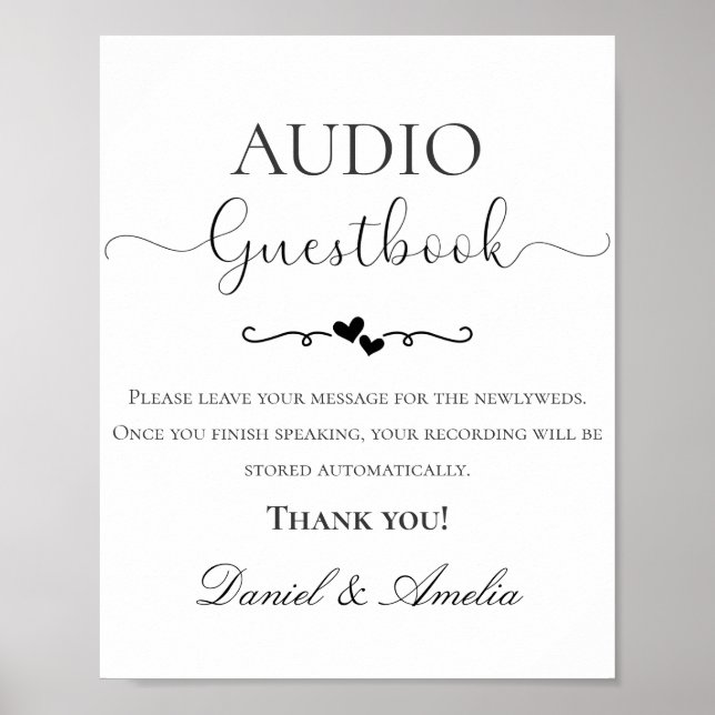Hochzeits-Audio-Gästebuch-Schild, Audio-Gästebuch- Poster (Vorne)