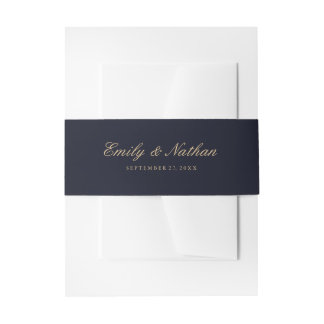 Hochzeits-Bauchband Elegant Gold Navy Einladungsbanderole