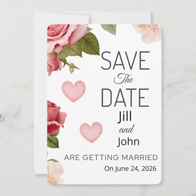 Hochzeits-Blumen-Herz-Save-the-Date-Karte (Vorderseite)