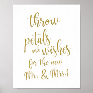 Hochzeits-Blumenblatt-Wurf 8x10 Gold Glitter-Schil Poster