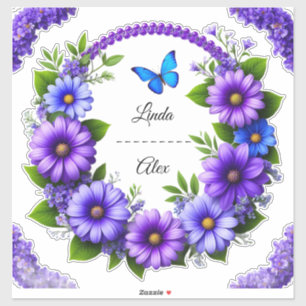 Hochzeits-Blumenkranz Aufkleber