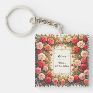 💍 Hochzeits-Blumenkranz-Geschenk mit individuelle Schlüsselanhänger