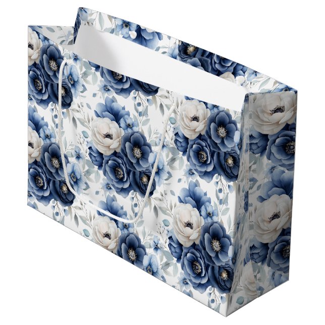 Hochzeits-Blumenprint-Geschenktasche Große Geschenktüte (Vorderseite Schrägansicht)