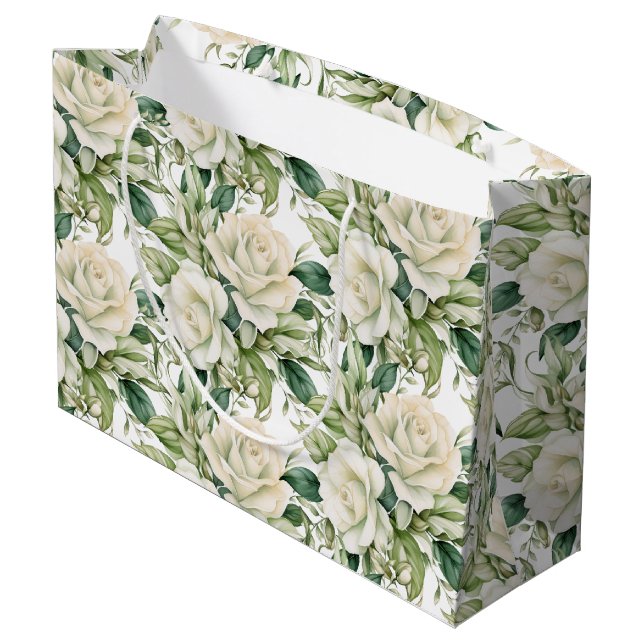 Hochzeits-Blumenprint Geschenktasche Große Geschenktüte (Rückseite Schrägansicht)