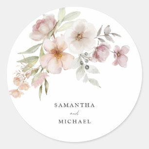 Hochzeits-Blush-Pink-Blumen-Aufkleber Runder Aufkleber