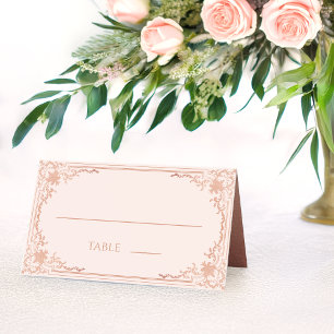 Hochzeits-Blush-Pink-Vintage-elegante-Rose-Gold Platzkarte
