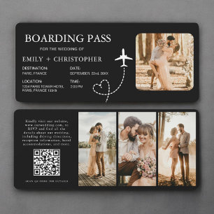 Hochzeits-Boarding-Pass QR-Code-Ticket