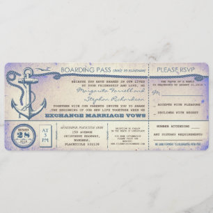 Hochzeits-Boardingpass - Vintage-Tickets mit RSVP Einladung