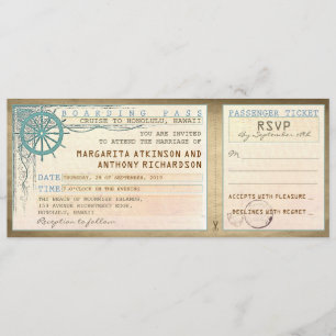 Hochzeits-Boardingpass - Vintage-Tickets mit RSVP Einladung