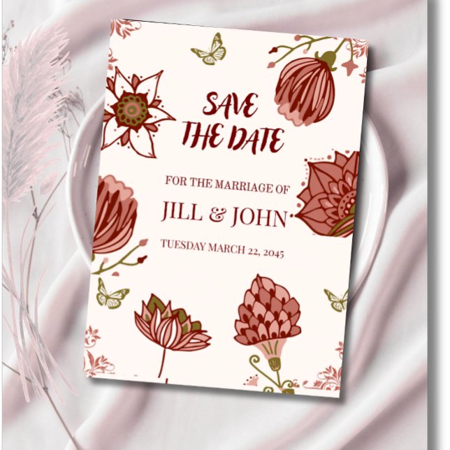 Hochzeits-Botanik-Illustration zum Datum speichern Save The Date (Von Creator hochgeladen)