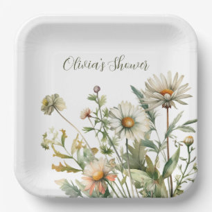 Hochzeits-Braut-Spaß mit weißen Wildblumen Pappteller