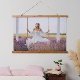 Hochzeits-Brautporträt Personalisiertes Foto Wandteppich Mit Holzrahmen