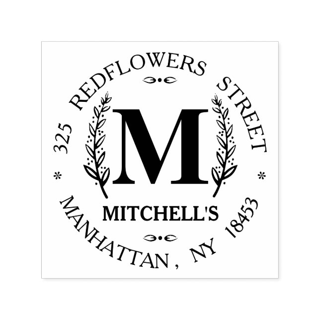 Hochzeits-Briefmarke der Monogram-Adresse Permastempel (Design)
