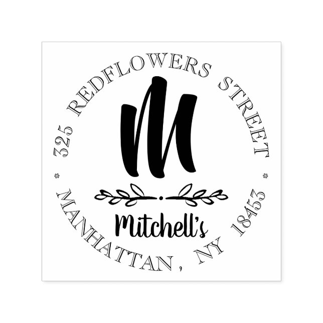 Hochzeits-Briefmarke der Monogram-Adresse Permastempel (Design)