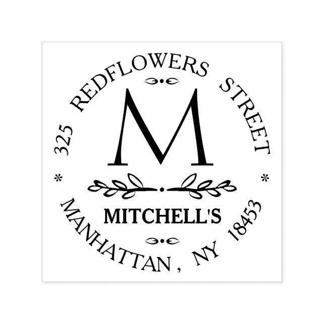Hochzeits-Briefmarke der Monogram-Adresse Permastempel (Design)