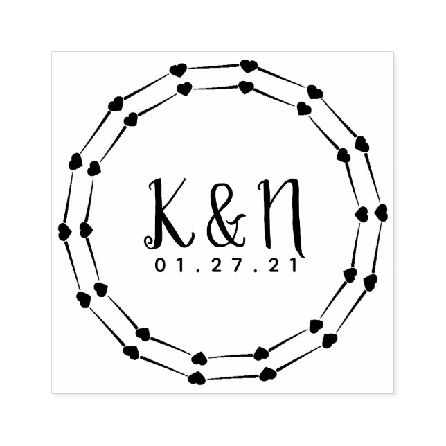 Hochzeits-Briefmarke des ersten Logos für das rund Gummistempel (Prägung)