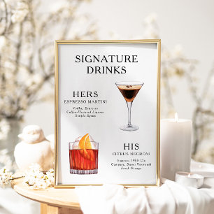 Hochzeits-Cocktail-Menü-Poster für Signature-Drink Poster