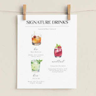 Hochzeits-Cocktails Poster Signature-Drinks