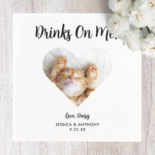 Hochzeits-Cocktailservietten mit Katzenfoto Serviette