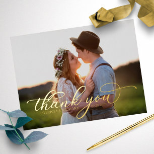 Hochzeits-Dankeschön-Foto Schicke Kalligrafie Folien Feiertagspostkarte