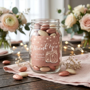 Hochzeits-Dankeschön-Mason-Glas-Lichterkette-Roség Quadratischer Aufkleber