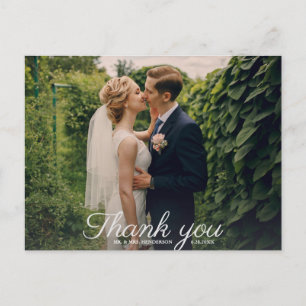 Hochzeits-Dankeschön mit Foto Vintage-Rose Floral Postkarte