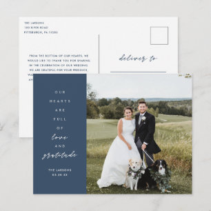 Hochzeits-Dankeskarten-Foto mit dem Text Herzen si Postkarte