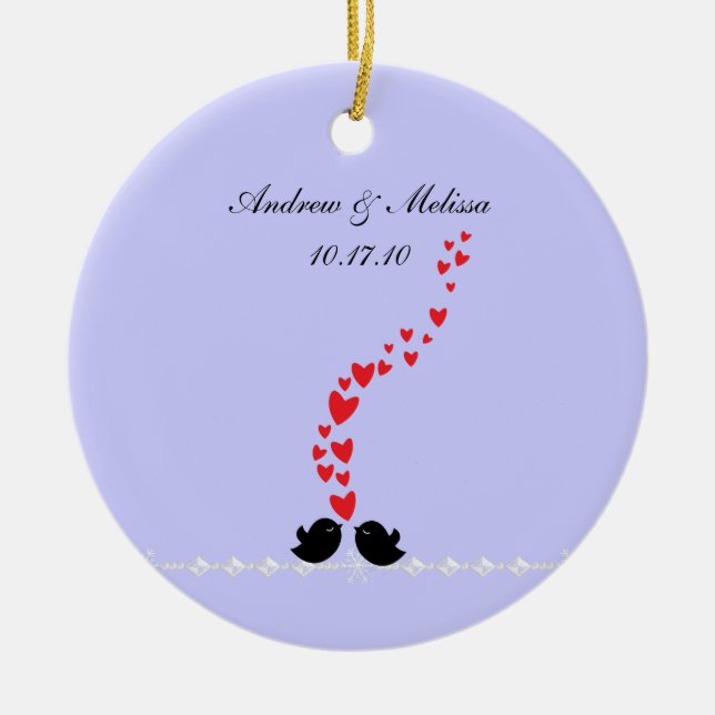 Hochzeits-Datum; Verheiratet unser erstes Keramikornament (Vorne)