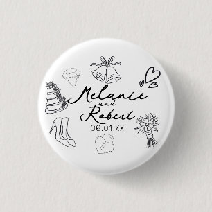 Hochzeits-Doodle Save the Dates Hochzeitsjubiläum Button