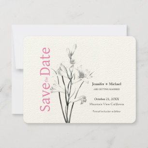 Hochzeits-Ehe-Kalligrafie-Blumen-Schwarz-Weiß Save The Date