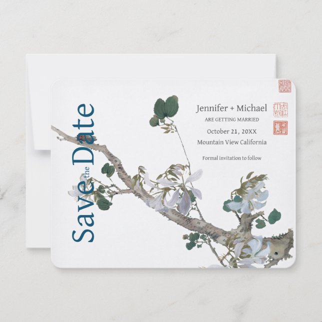 Hochzeits-Ehe-Kalligrafie-Floral-Aquarell Save The Date (Vorderseite)