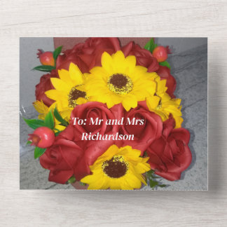 Hochzeits-Einladung alles in einem rote Rosen Sonn All In One Einladung