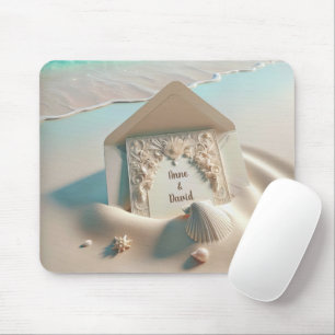Hochzeits-Einladung auf Strand Sand Mousepad