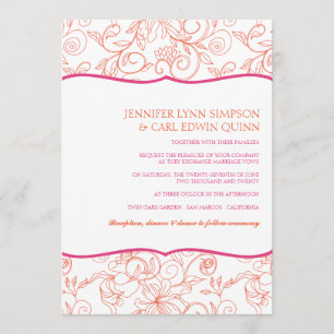 Hochzeits-Einladung Dalia (Orange u. Fuschia) Einladung