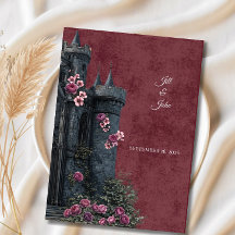 Hochzeits-Einladung Dark Academia Schloss Florals