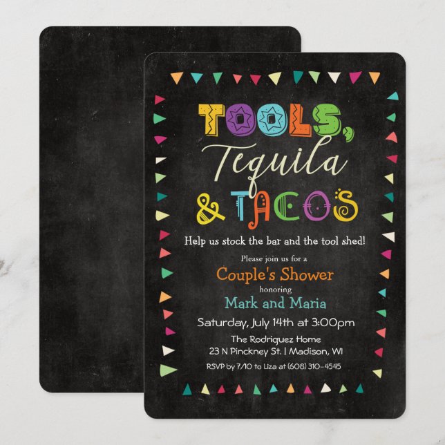 Hochzeits-Einladung für Werkzeug-Taco- und Tequila Einladung (Vorne/Hinten)