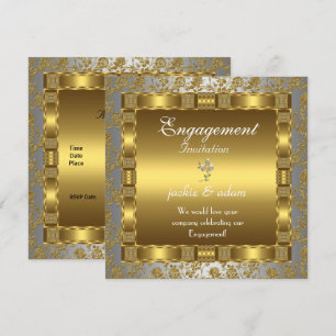 Hochzeits-Einladung Gold Silber Weiß Antik Einladung