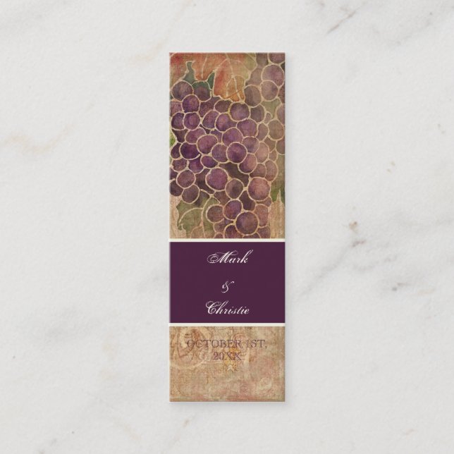 Hochzeits-Einladung im Weingarten Aged Grape Mini Visitenkarte (Vorderseite)