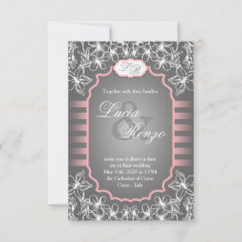 Hochzeits-Einladung in elegantem Grauem und rosa Einladung
