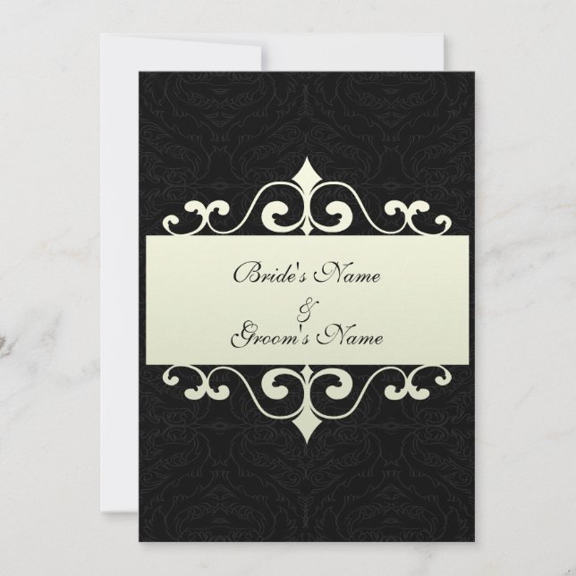 Hochzeits-Einladung - Kristallweiß auf schwarzem Einladung (Vorderseite)