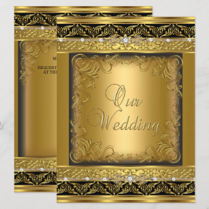 Hochzeits-Einladung Metallic Gold Schwarz Diamant Einladung
