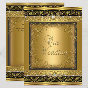 Hochzeits-Einladung Metallic Gold Schwarz Diamant Einladung