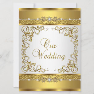 Hochzeits-Einladung Metallic Gold Weißer Diamant Einladung