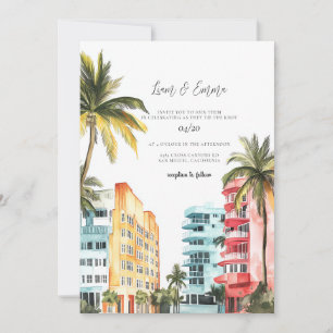 Hochzeits-Einladung Miami Watercolor Vintage Einladung
