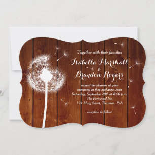 Hochzeits-Einladung mit Blumen- und Holzmotiv Einladung