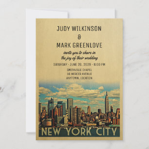 Hochzeits-Einladung New York City Vintage NYC Einladung