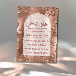 Hochzeits-Einladung Rose Gold Gebogener Glitter Einladung