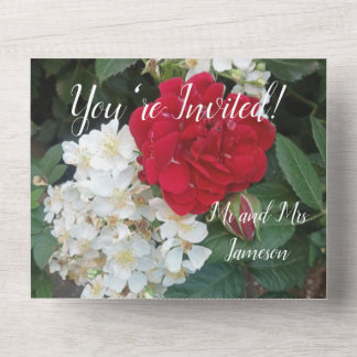 Hochzeits-Einladung rote Rosen alles in einem All In One Einladung