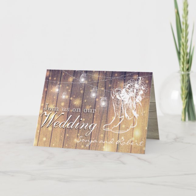 Hochzeits-Einladung - Weckgläser und Cowboystiefel Einladung (Vorderseite)