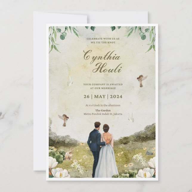 Hochzeits Einladungen 💍 – Elegant  (Vorderseite)